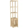 Étagère 2 niveaux et 1 porte en branches de teck naturel WILL Beige