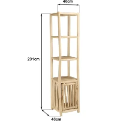 Étagère 2 niveaux et 1 porte en branches de teck naturel WILL Beige