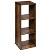 Étagère colonne 3 cases effet bois foncé