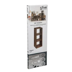 Étagère colonne 3 cases effet bois foncé