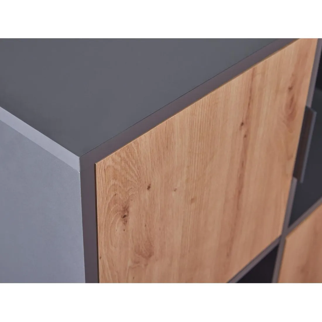Étagère PEPETO 2 tiroirs chêne Artisan /anthracite