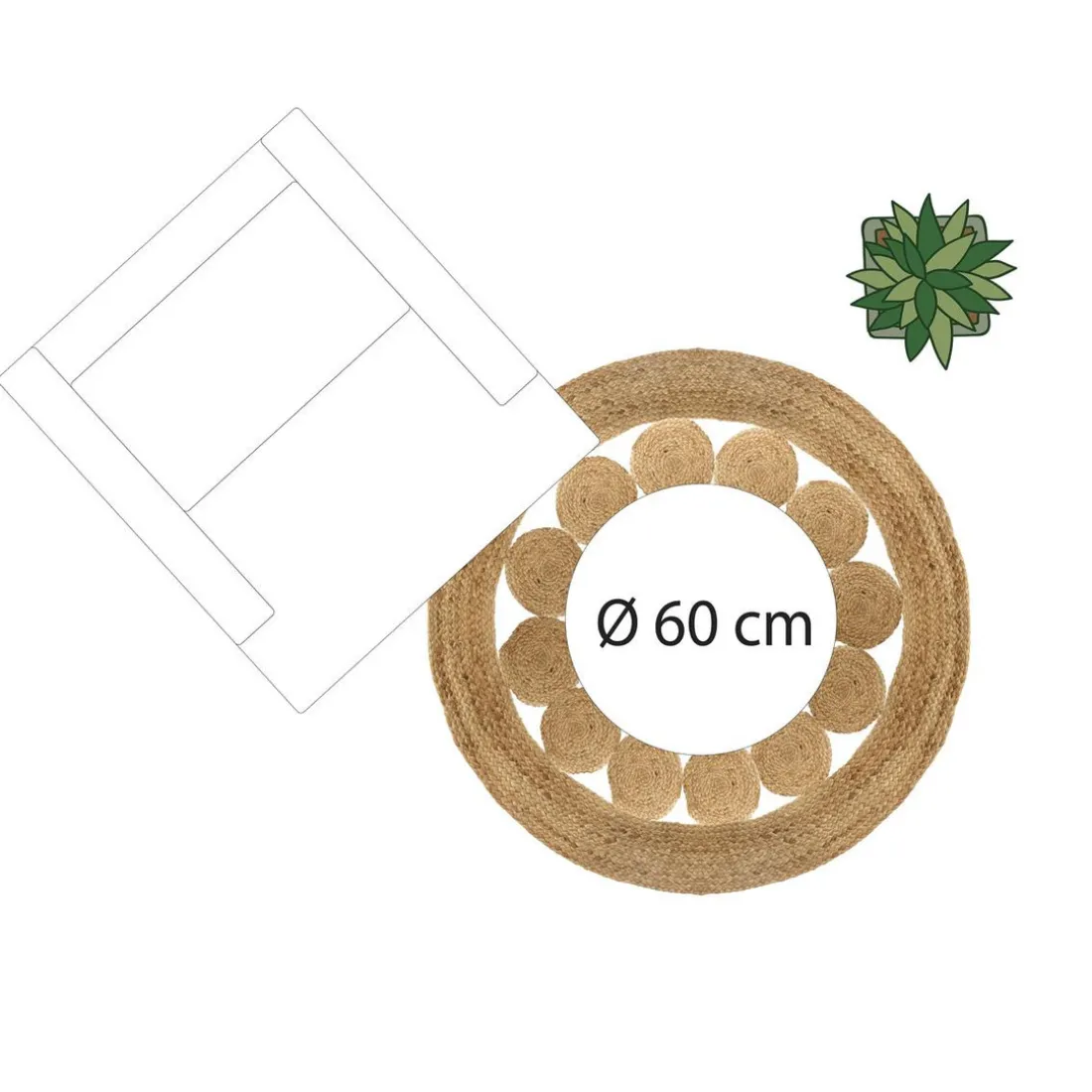 Tapis ajouré vent jute D120