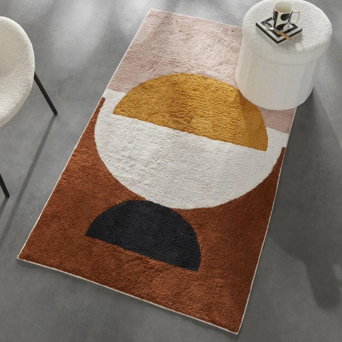Tapis coton tufte motifs demi-cercle TODAY Retro Mood
