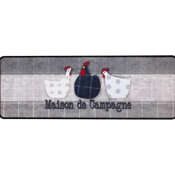 Tapis de Cuisine Poules DORKING Gris