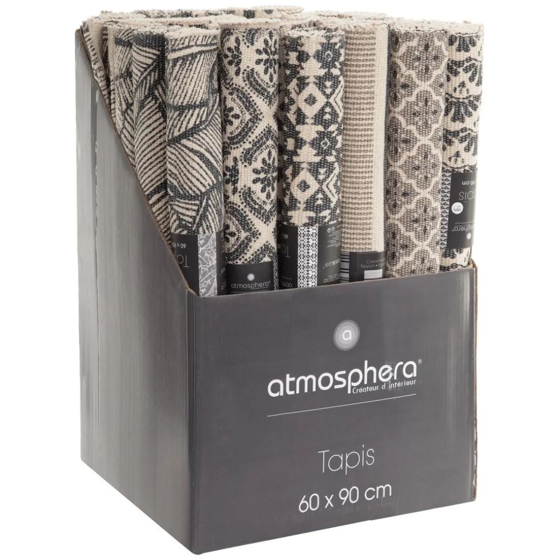 Tapis en Coton Imprimé Box Gris modèle D