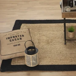 Tapis en Jute à Bord Noir