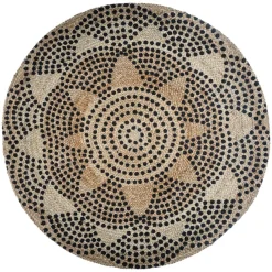 Tapis en Jute Rond Imprimé chevron Living