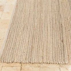 Tapis rectangulaire en jute et coton couleur sable/ivoire/noir QUENTIN