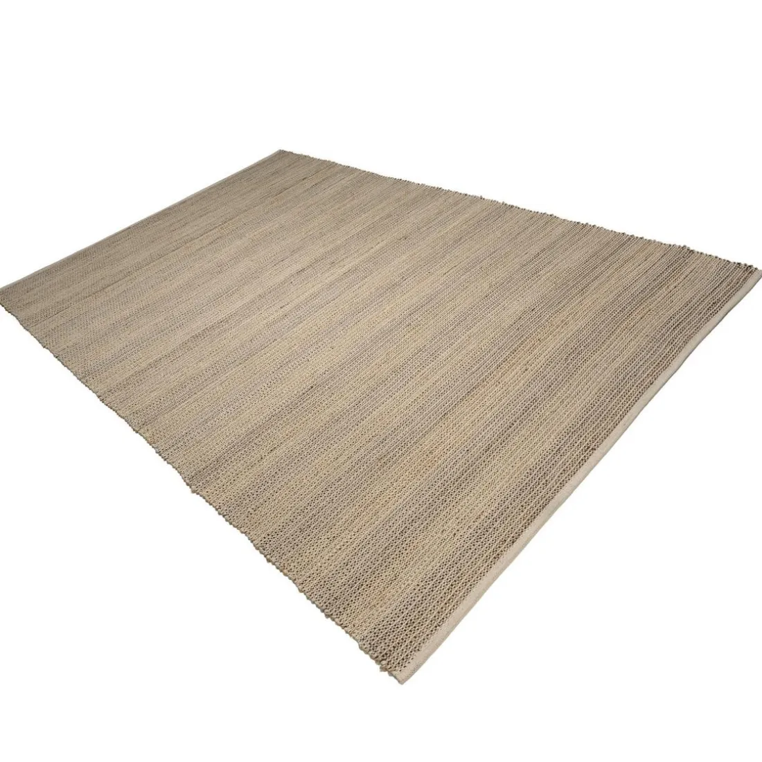 Tapis rectangulaire en jute et coton couleur sable/ivoire/noir QUENTIN