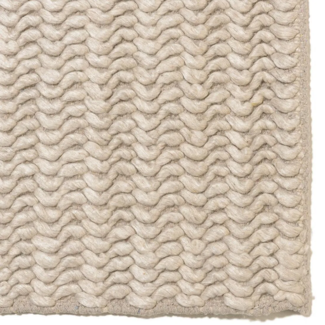 Tapis rectangulaire en laine tissée couleur beige QUENTIN