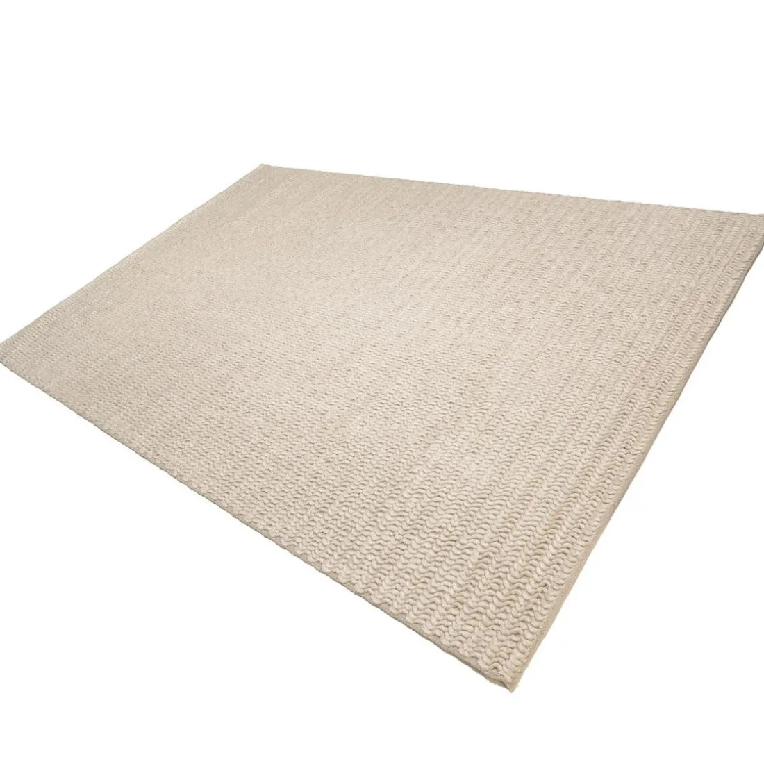 Tapis rectangulaire en laine tissée couleur beige QUENTIN