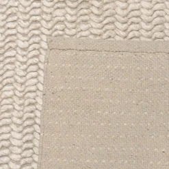 Tapis rectangulaire en laine tissée couleur beige QUENTIN