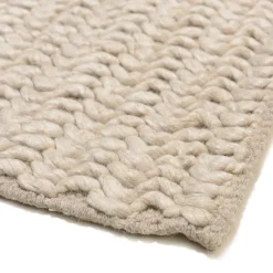 Tapis rectangulaire en laine tissée couleur beige QUENTIN