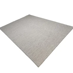 Tapis rectangulaire en laine tissée couleur blanc/gris chiné QUENTIN