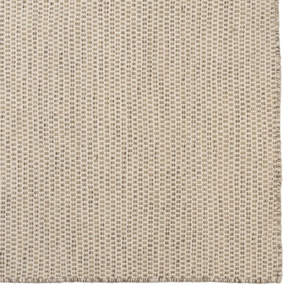 Tapis rectangulaire en laine tissée couleur blanc/marron chiné QUENTIN