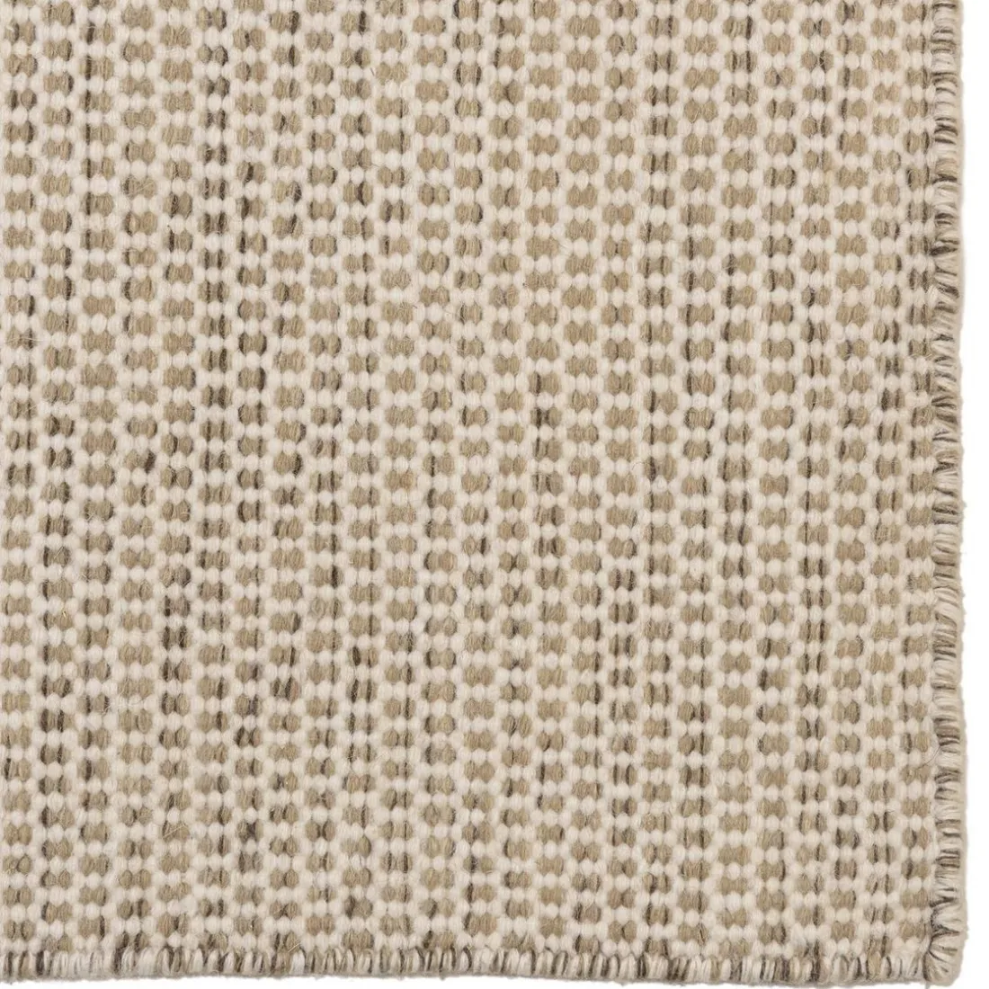 Tapis rectangulaire en laine tissée couleur blanc/marron chiné QUENTIN