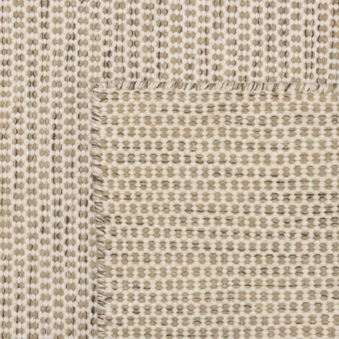 Tapis rectangulaire en laine tissée couleur blanc/marron chiné QUENTIN