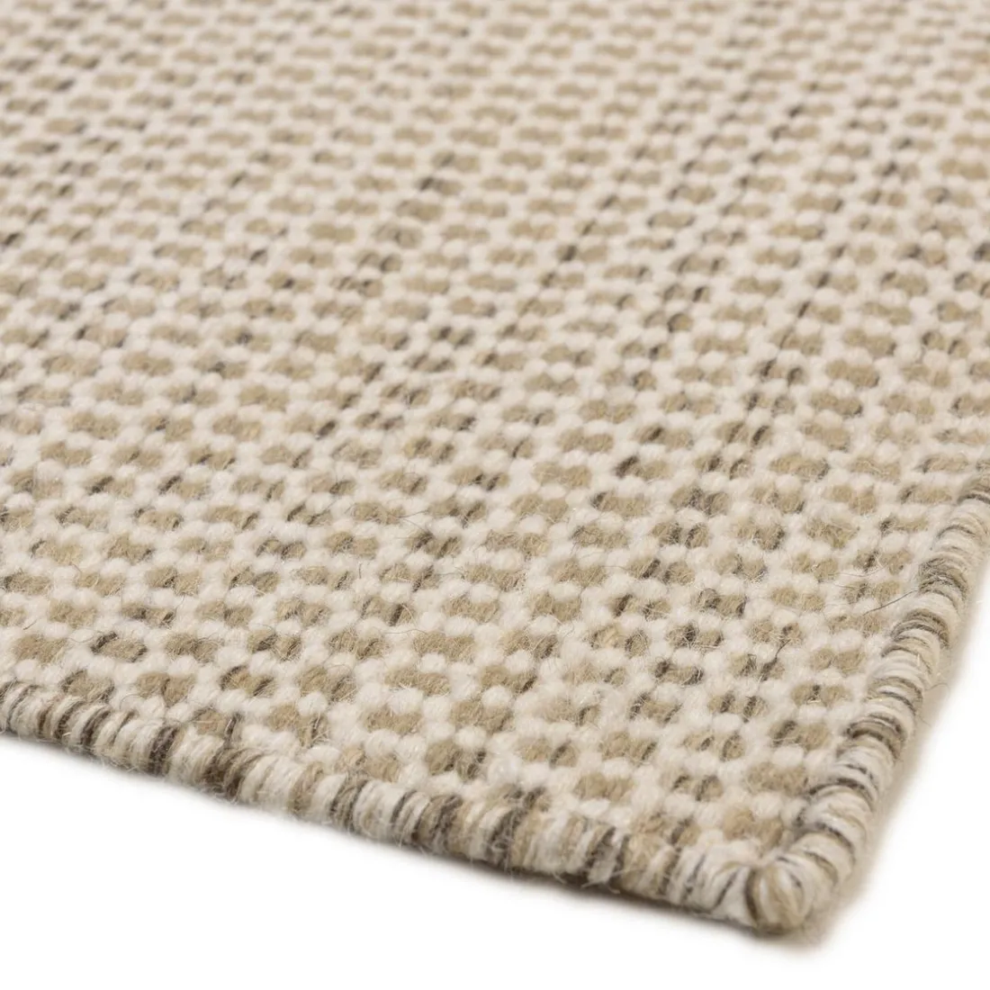 Tapis rectangulaire en laine tissée couleur blanc/marron chiné QUENTIN
