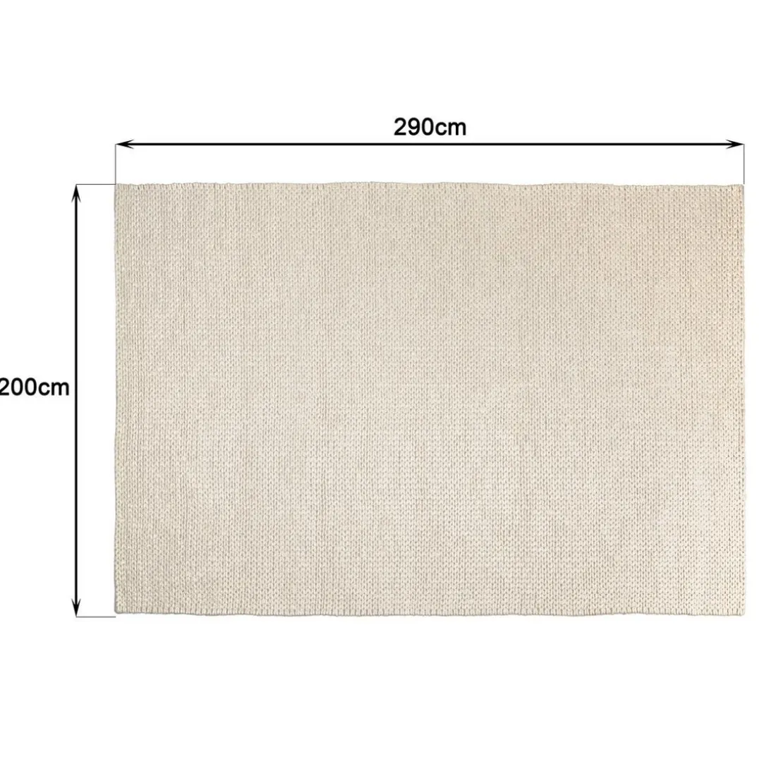 Tapis rectangulaire en laine tissée couleur écru QUENTIN