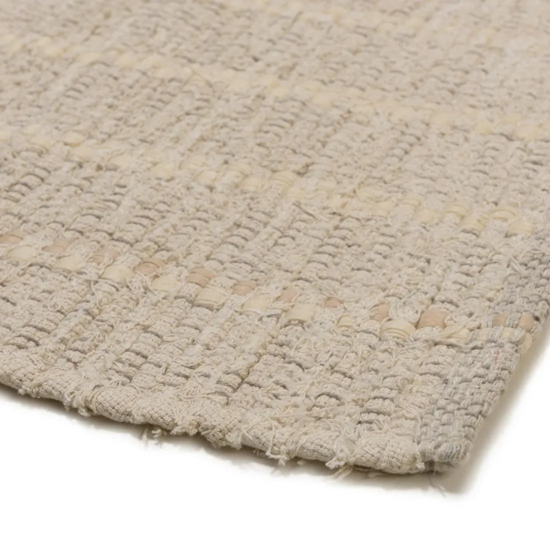Tapis rectangulaire 200x290cm en coton recyclé couleur ivoire SACHA