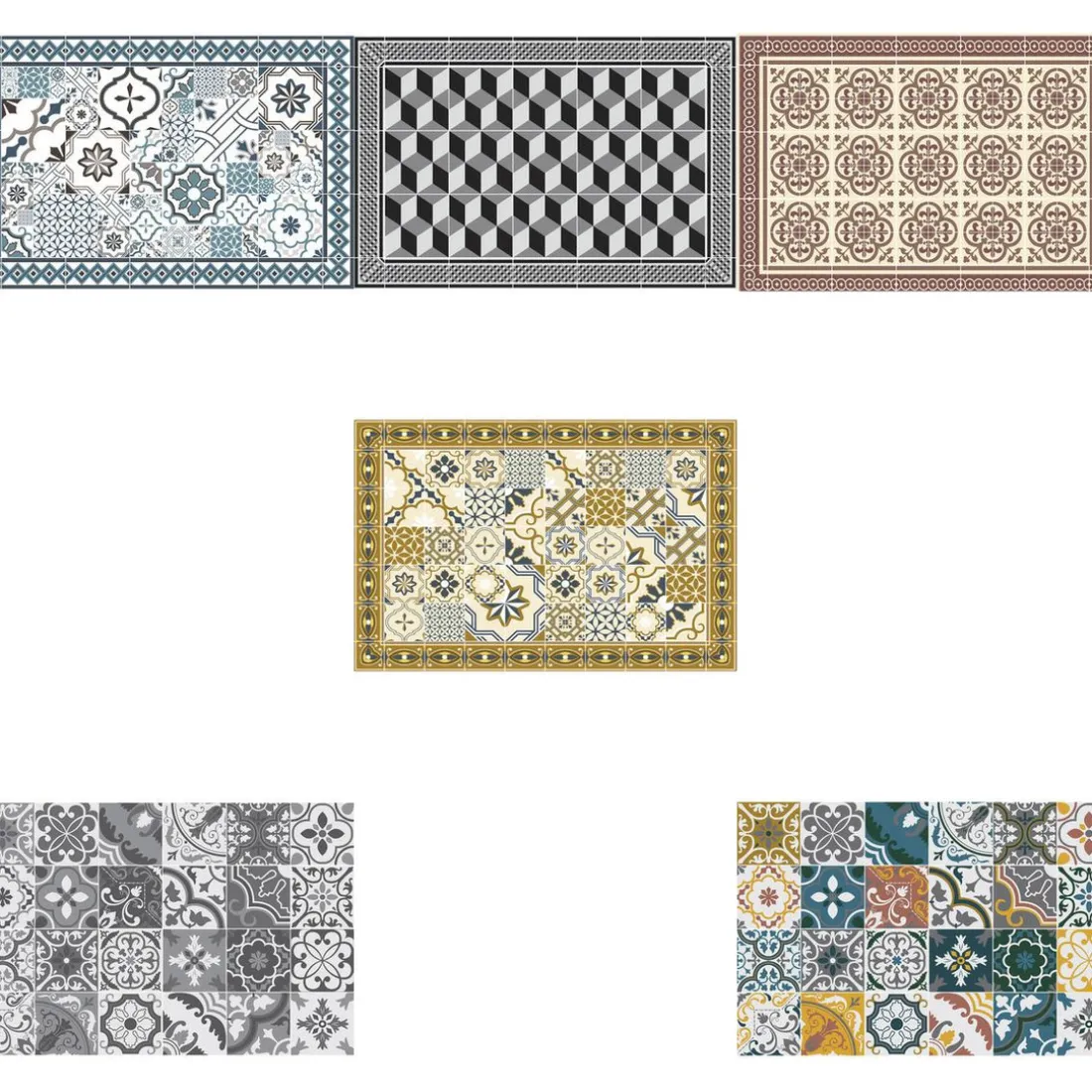 Tapis Vinyle Mosaïque bleu Boîte 50x75