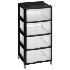 Tour plastique 4 tiroirs noir