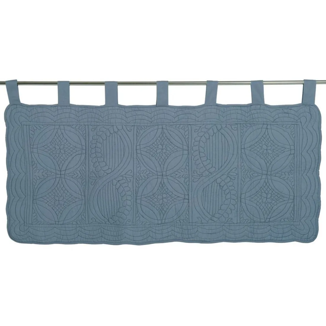 Tête de lit en boutis uni pur coton - bleu grisé