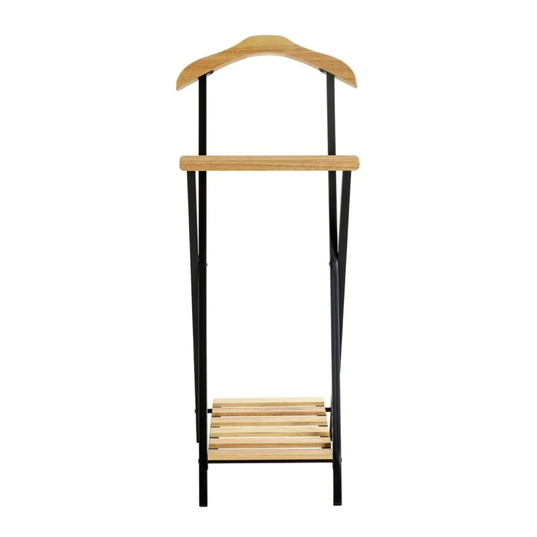 Valet de chambre bois et métal noir
