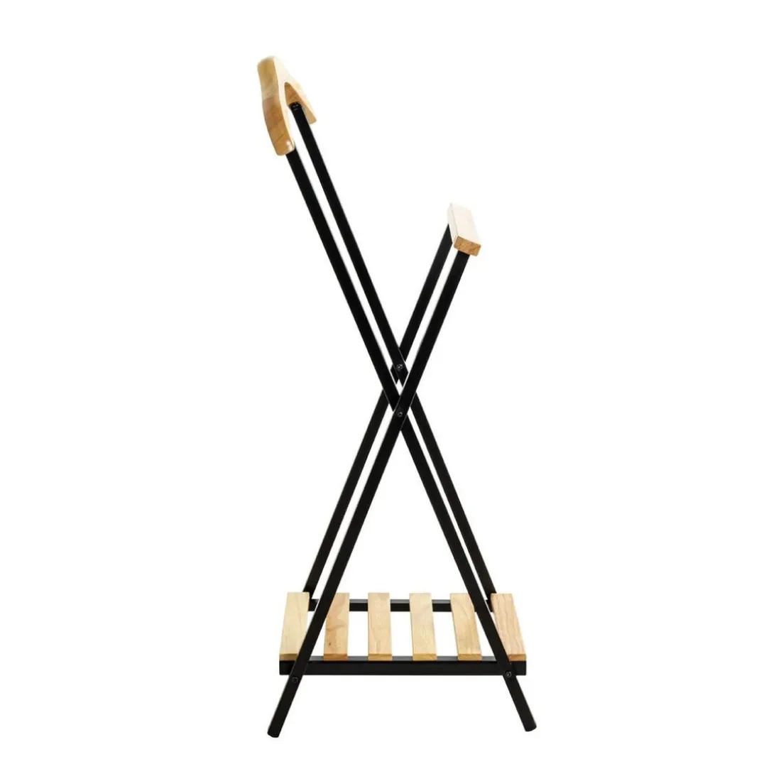 Valet de chambre bois et métal noir