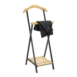 Valet de chambre bois et métal noir