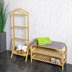 valet en bambou nature laqué