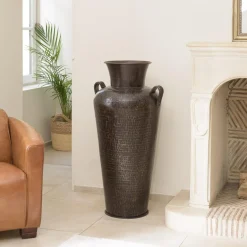 Vase alu avec anses couleur cuivre noir antique HONORE