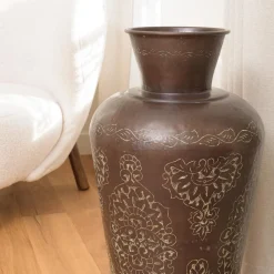 Vase alu couleur cuivre foncé patine antique HONORE D37 cm