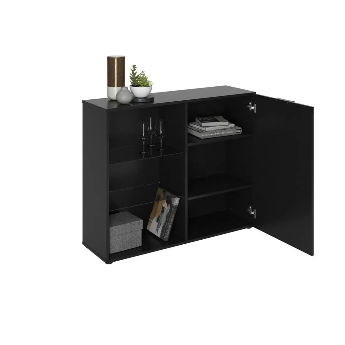Vitrine 1 Porte 3 Compartiments DARK